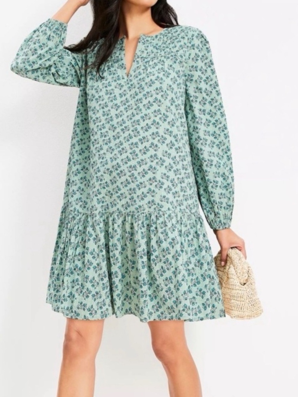 LOFT Light Green Printed Dress Size Small NWT